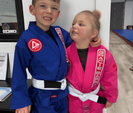 Children in Gracie Barra uniforms participating in kids Jiu-Jitsu classes in Argyle, TX